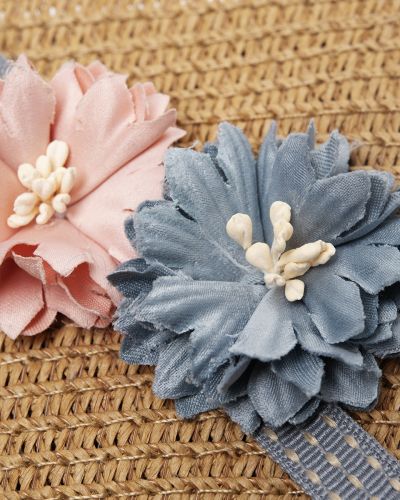 Tasje riet bloemetjes bruin