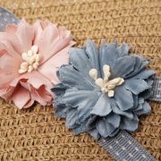 Tasje riet bloemetjes bruin