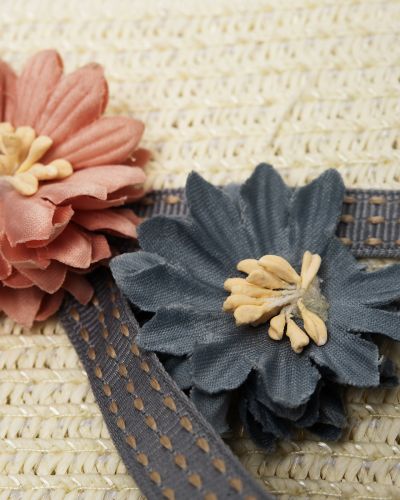 Tasje riet bloemetjes wit