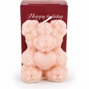 Fluffy bear candle pink
