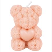 Fluffy bear candle pink